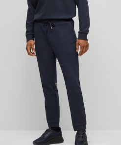 Hugo Boss Sweatshirts and Jogging Pants-Cotton-piqué tracksuit bottoms with logo detail-hugoboss