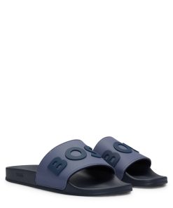 Hugo Boss Sandals-Italian-made slides with raised logo-boss store