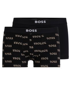 Hugo Boss Underwear-Two-pack of stretch-cotton trunks with logo waistbands-boss hugo