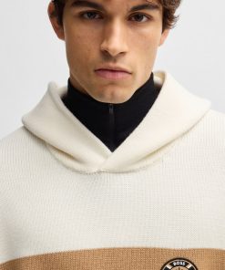 Hugo Boss Sweaters and Cardigans-BOSS Ski virgin-wool hoodie with camel stripes-boss hugo 2