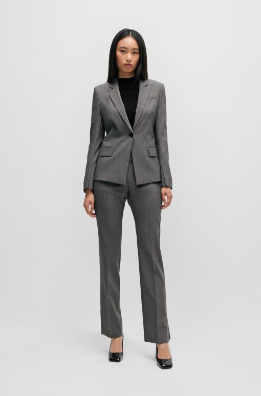 Hugo Boss Tailored Jackets-Slim-fit jacket in Italian virgin-wool sharkskin-hugoboss - Image 2