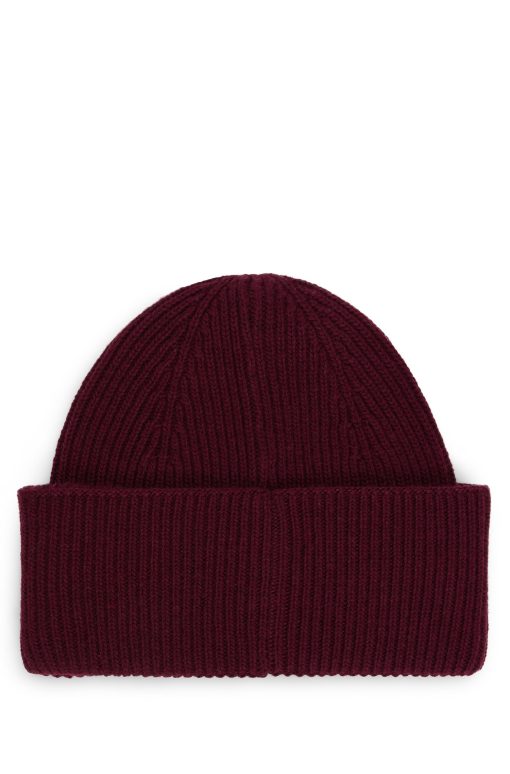 Hugo Boss Hats and Gloves-Ribbed beanie hat with signature-stripe trim-boss hugo - Image 2