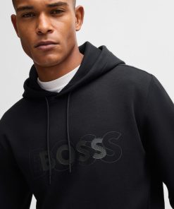 Hugo Boss Tracksuits-Stretch-cotton hoodie with layered logo-boss store 2