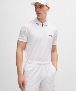 Hugo Boss Polo Shirts-BOSS x Matteo Berrettini polo shirt with popcorn stripe-boss store near me