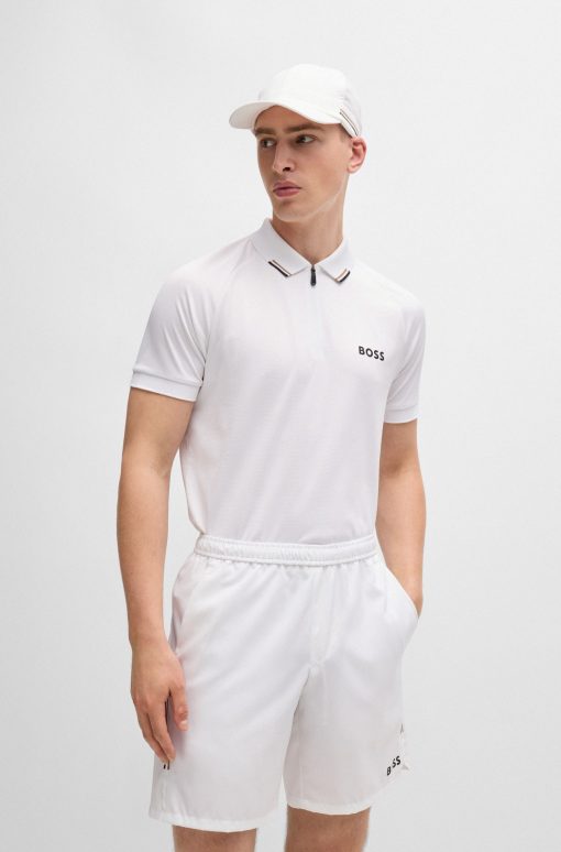 Hugo Boss Polo Shirts-BOSS x Matteo Berrettini polo shirt with popcorn stripe-boss store near me