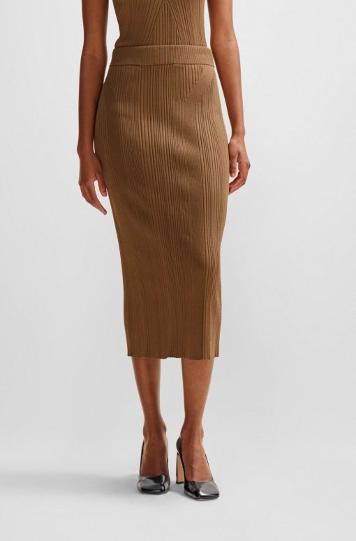 Hugo Boss Skirts-Knitted pencil skirt with ribbed structure-boss near me