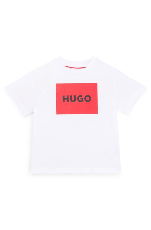 Hugo Boss-Kids' T-shirt in cotton with box-logo print-boss store near me