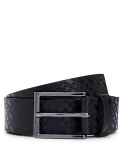 Hugo Boss Belts-Italian-leather belt with embossed monograms-boss store