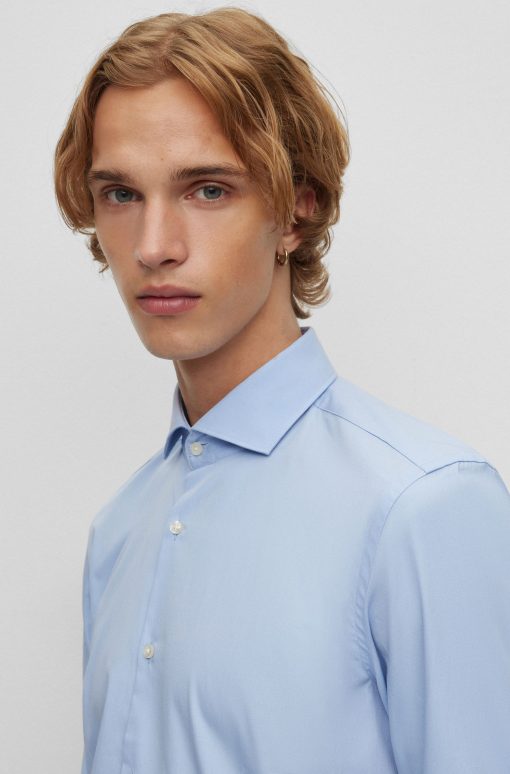 Hugo Boss Shirts-Slim-fit shirt in cotton with spread collar-boss store near me - Image 2