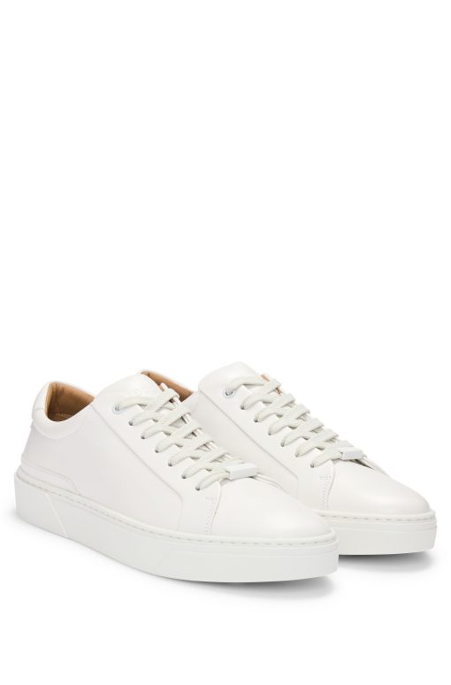 Hugo Boss Sneakers-Gary leather low-top trainers with branded lace loop-hugo boss store near me