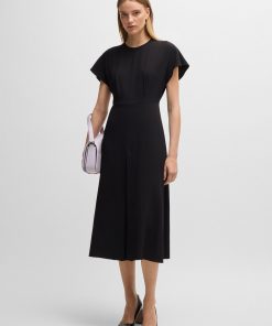 Hugo Boss Dresses-Keyhole-neckline dress with plissé insert-hugo by hugo boss