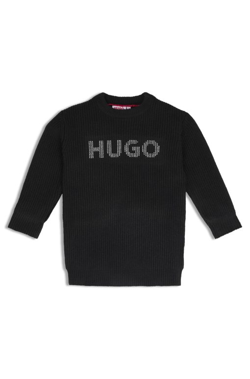 Hugo Boss-Kids' knitted sweater dress with studded logo-hugo boss near me