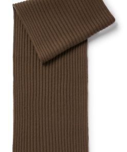 Hugo Boss Scarves-Rib-knit cashmere scarf with metal logo plaque-hugo boss outlet