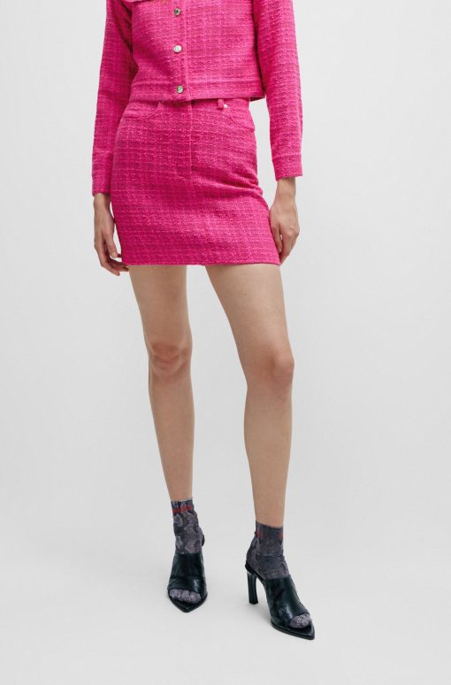 Hugo Boss Skirts-Hardware-trimmed mini skirt in bouclé fabric-hugo