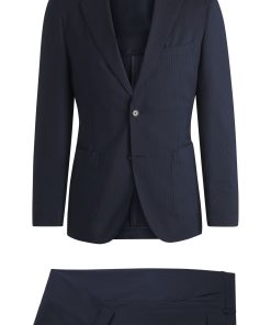 Hugo Boss Suits-Slim-fit suit in a striped wool blend-hugo boss outlet 2