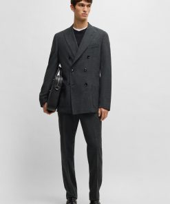 Hugo Boss Suits-Slim-fit suit in patterned wool, linen and stretch-boss outlet