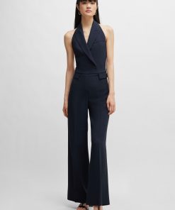 Hugo Boss Dresses-Halterneck jumpsuit with peak lapels-hugo by hugo boss 2