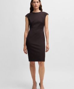 Hugo Boss Dresses-Slim-fit dress in virgin wool with cap sleeves-hugo by hugo boss 2