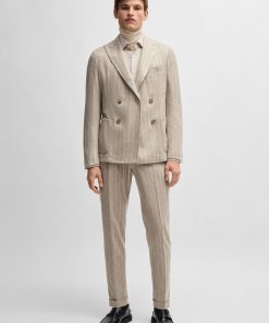 Hugo Boss Suits-Slim-fit suit in striped wool-boss near me