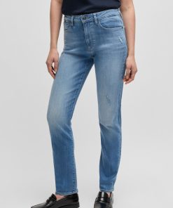 Hugo Boss Pants-Slim-fit jeans in washed blue stretch denim-hugo boss store