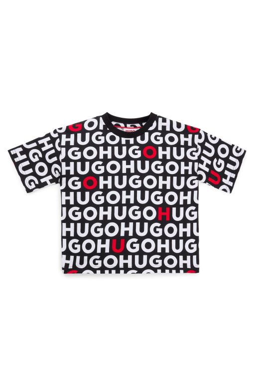 Hugo Boss-Kids' T-shirt in cotton with all-over logo print-hugo boss outlet