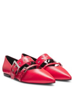 Hugo Boss Sandals-Nappa-leather ballerina pumps with buckled straps-hugo boss store