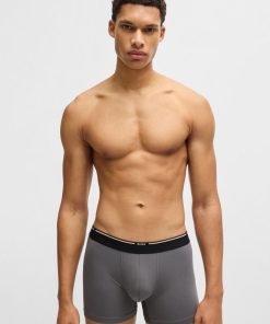 Hugo Boss Underwear-Three-pack of stretch-jersey boxer briefs with logos-hugo boss near me 2