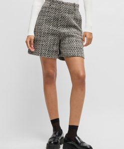 Hugo Boss Pants-High-waisted shorts in patterned bouclé-hugo by hugo boss