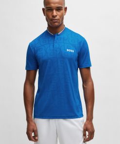 Hugo Boss Polo Shirts-BOSS x Matteo Berrettini polo shirt in monogram-mesh jacquard-boss near me