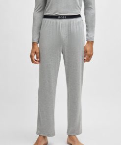 Hugo Boss Underwear-Stretch-modal pajama bottoms with logo waistband-hugo boss near me