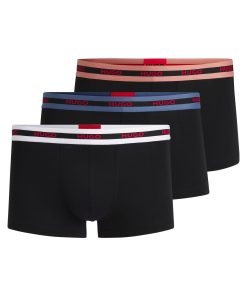 Hugo Boss Underwear-Three-pack of stretch-cotton trunks with logo waistbands-hugo boss near me