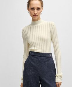 Hugo Boss Sweaters and Cardigans-Wool sweater with structured stripes-hugo boss store near me