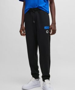 Hugo Boss Sweatshirts and Jogging Pants-Cotton-terry tracksuit bottoms with Happy HUGO logo-hugo by hugo boss