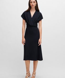 Hugo Boss Dresses-Drape-front dress in matte satin-boss hugo 2