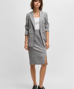 Hugo Boss Skirts-Pencil skirt in checked stretch fabric-hugo boss sale 2