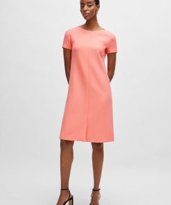 Hugo Boss Dresses-Short-sleeved dress in stretch material-hugo 2