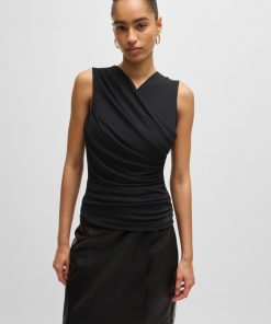 Hugo Boss Tops-Sleeveless top with wrap front-hugo boss outlet