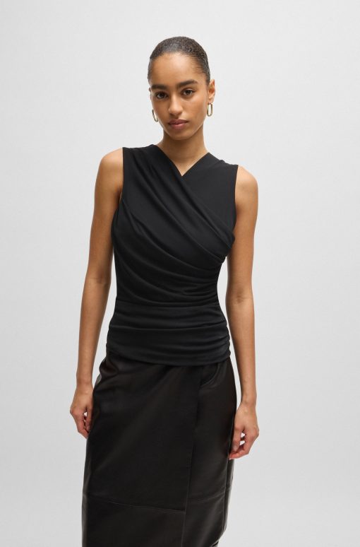 Hugo Boss Tops-Sleeveless top with wrap front-hugo boss outlet