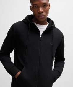 Hugo Boss Tracksuits-Stretch-cotton zip-up hoodie with logo print-hugo boss store 2