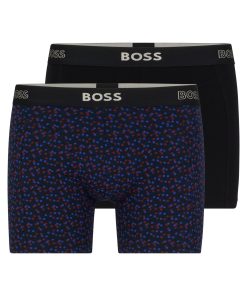 Hugo Boss Underwear-Two-pack of boxer briefs with logo waistbands-boss store near me