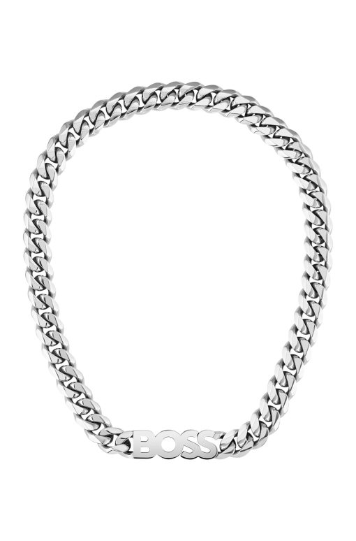 Hugo Boss Cufflinks and Jewelry-Curb-chain necklace with logo plate-hugo boss outlet - Image 2