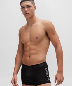 Hugo Boss Underwear-Stretch-cotton trunks with flame logo and branded waistband-hugo boss store near me 2