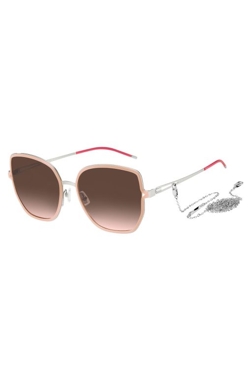 Hugo Boss Eyewear-Nude-frame sunglasses with forked temples and branded chain-hugo boss sale