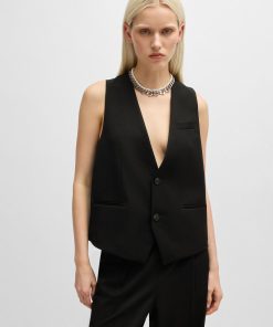 Hugo Boss Tailored Jackets-Oversize-fit all-gender waistcoat in stretch fabric-boss outlet