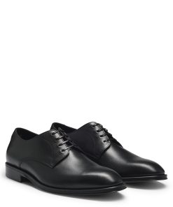 Hugo Boss Business Shoes-Italian leather Derby shoes with stitching details-hugo by hugo boss