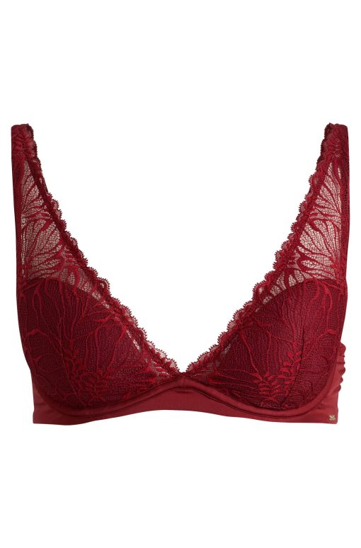 Hugo Boss Underwear, Pajamas, and Socks-Stretch-lace underwired bra with logo trim-boss outlet