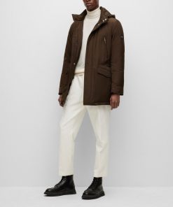 Hugo Boss Jackets and Coats-Down-filled hooded jacket with logo patch-boss near me 2