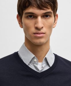 Hugo Boss-V-neck sweater in merino wool-boss outlet 2