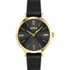 Hugo Boss Watches-Carnation-gold-effect watch with reverse-logo dial-hugo boss store 4