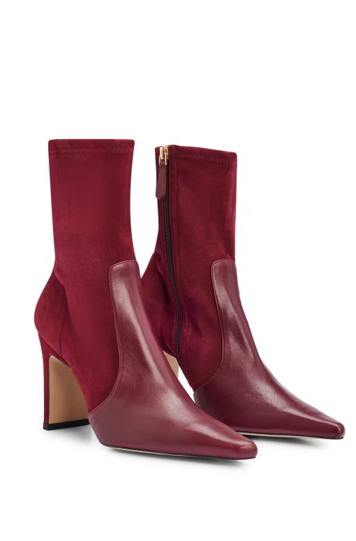 Hugo Boss Boots-Ankle boots in suede and leather with side zip-hugo boss store